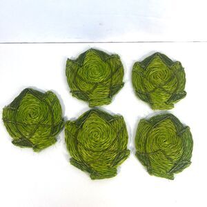 Abaca Fiber Coasters Set of 5 WC Imports Natural Fibers VTG Table Decor MCM
